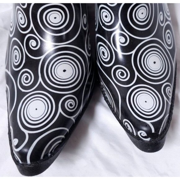 BLAZIN ROXX Layla Sz 7 Rain Boots Black White Outdoor Chore Cowgirl Boot 58106 - Picture 2 of 16